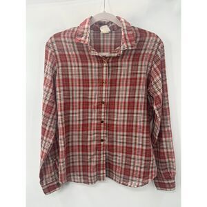 VTG 70s Wrangler Misses 12 Plaid Rodeo Western Shirt Made USA Button Down